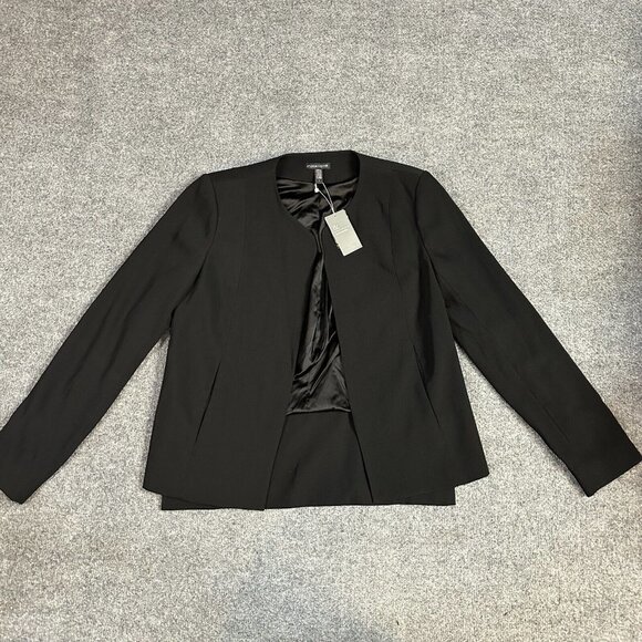 Eileen Fisher Blazer 2 Black Solid Open Front NEW